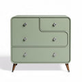 Commode verte à trois tiroirs en bois avec poignées en métal dimensions 80 x 40 x 70cm