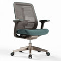 Chaise de bureau ergonomique en maille verte avec accoudoirs et roulettes