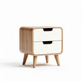 Table de chevet en bois avec tiroirs dimension 40 x 35 x 45cm couleur blanche et naturelle