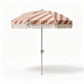 Parasol en coton rayé rouge et blanc avec franges dimensions 250 x 250 x 200cm
