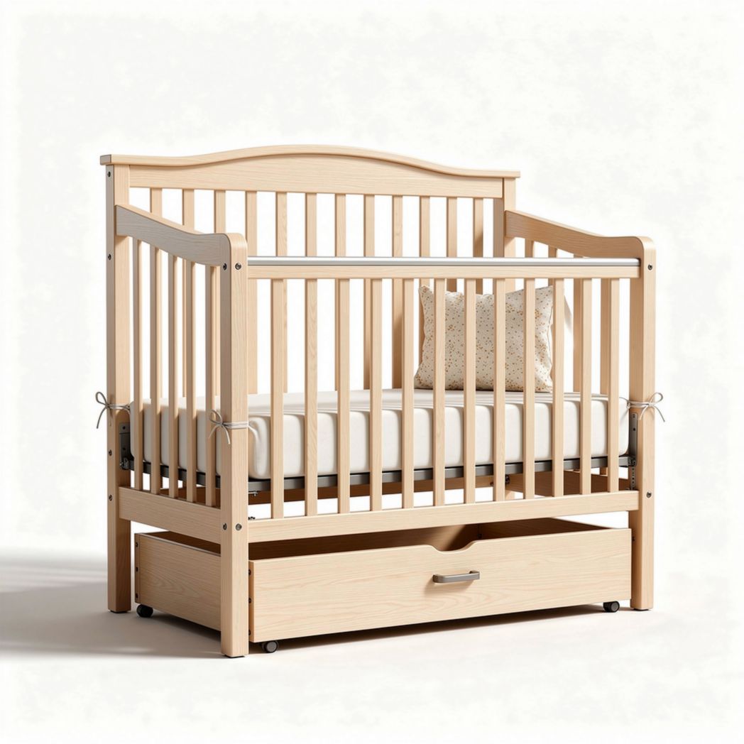 Lit de bébé en bois avec tiroir de rangement 120 x 60 x 85 cm naturel
