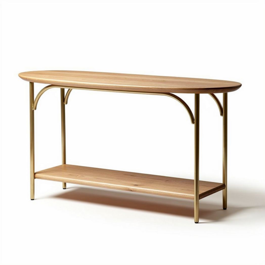 Table console en bois et métal doré 120 x 45 x 75cm pour salon ou entrée