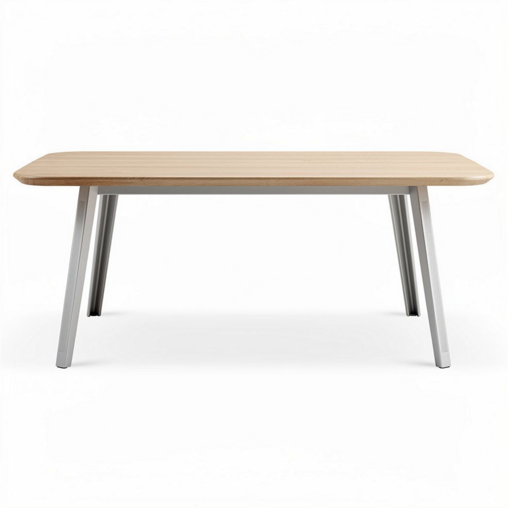 Table à manger rectangulaire en bois et métal 150 x 75 x 75cm finition naturelle