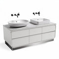 Meuble de salle de bain en bois blanc avec vasques céramiques dimensions 120 x 50 x 80cm