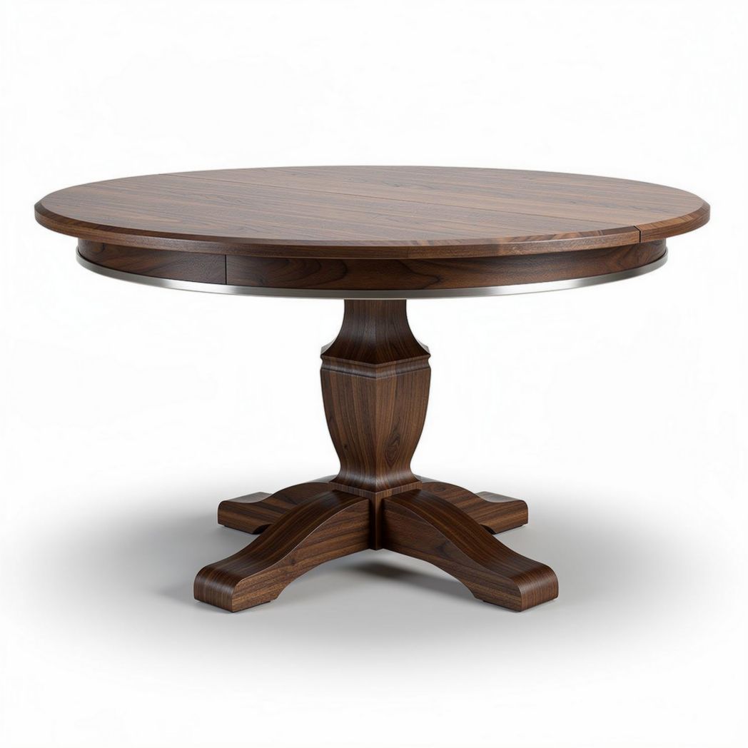 Table ronde en bois noyer avec plateau extensible 120 x 120 x 75cm