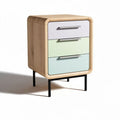 Table de chevet en bois avec trois tiroirs multicolores 40 x 30 x 50cm