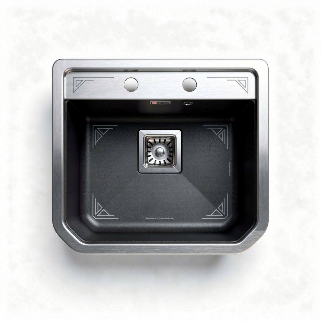 Évier en acier inoxydable noir 50 x 40 x 20 cm pour cuisine avec évacuation intégrée