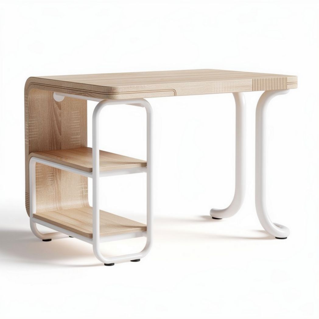 Bureau en bois avec étagères blanches 70 x 50 x 75cm pour bureau à domicile