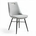 Chaise en tissu gris avec structure en acier noir dimensions 45 x 50 x 85cm