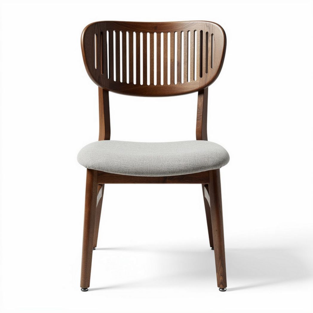 Chaise en bois avec assise en tissu gris 45 x 50 x 85cm