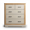 Commode en bois et MDF beige avec cinq tiroirs dimensions 80 x 40 x 90cm