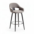Tabouret de bar en tissu gris avec pieds en métal noir 90 x 50 x 50cm